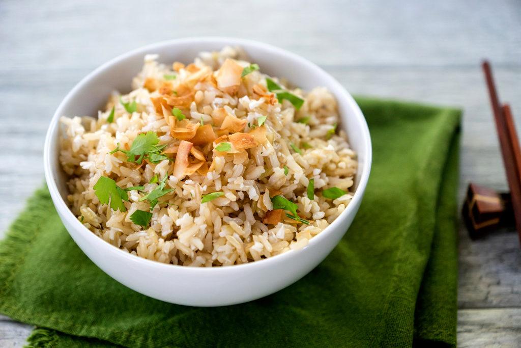 Coconut Jasmine Brown Rice is an Asian-inspired side dish that pairs nicely with chicken or fish. (Rose McAvoy)
