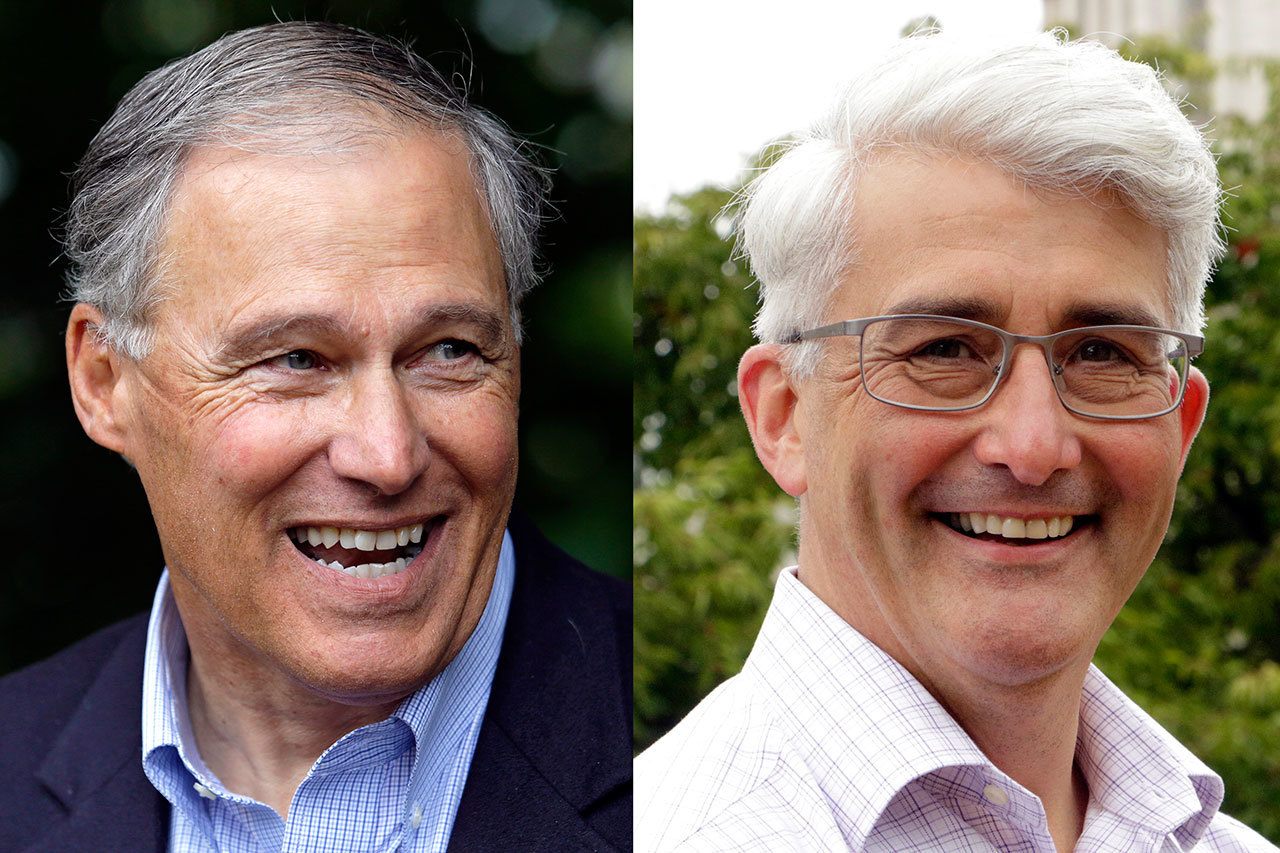Democratic Gov. Jay Inslee (left) and Republican challenger Bill Bryant. (Associated Press)