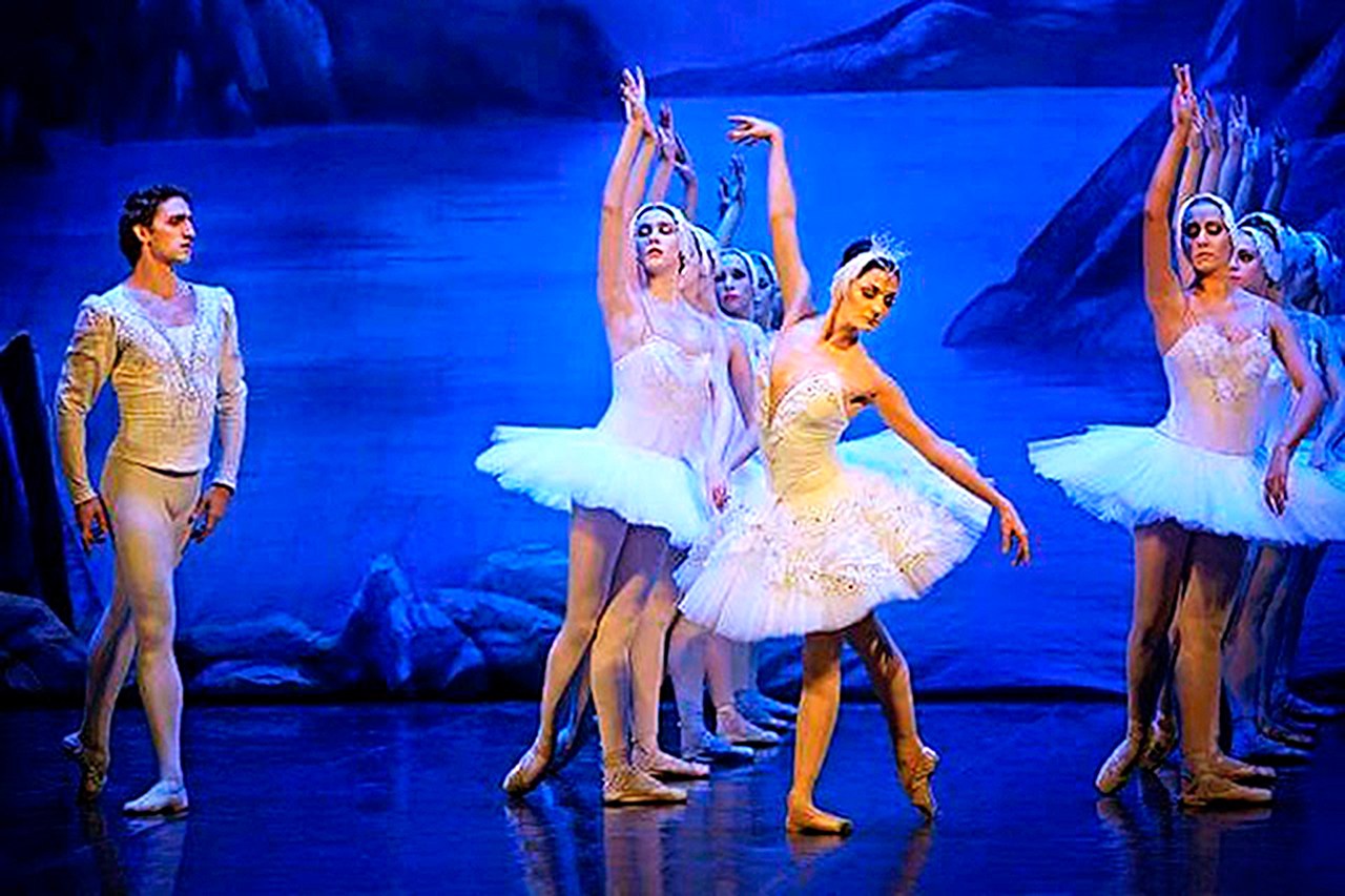 As the Prince watches, Odette dances with the swans in “Swan Lake,” to be performed Wednesday at Edmonds Center for the Arts.