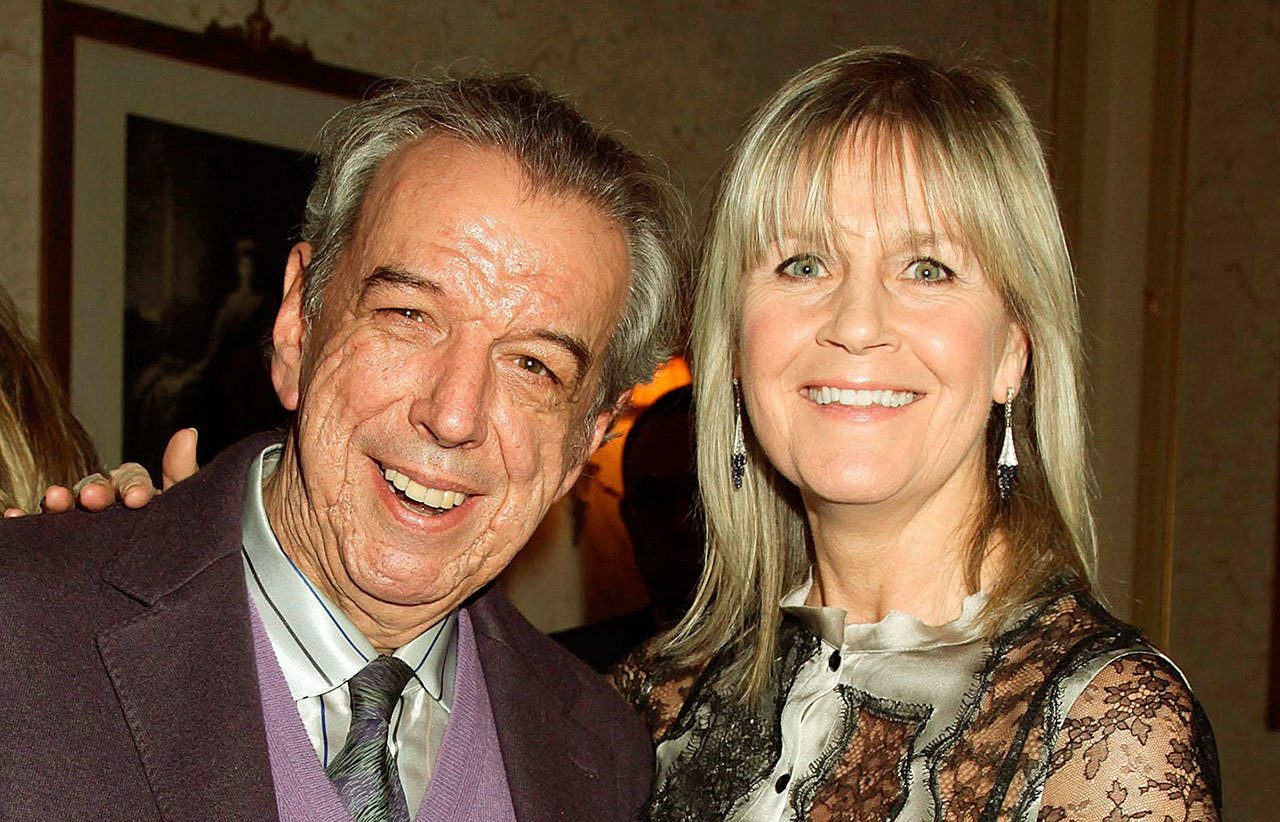 In this March 29, 2012 photo, songwriter Rod Temperton and his wife, Kathy, attend a Teenage Cancer Trust concert at the Royal Albert Hall in London. Temperton, 66, died of cancer in London, his music publisher said Wednesday. Temperton wrote Michael Jackson’s “Thriller” and other hits. (Yui Mok/PA via AP, File)