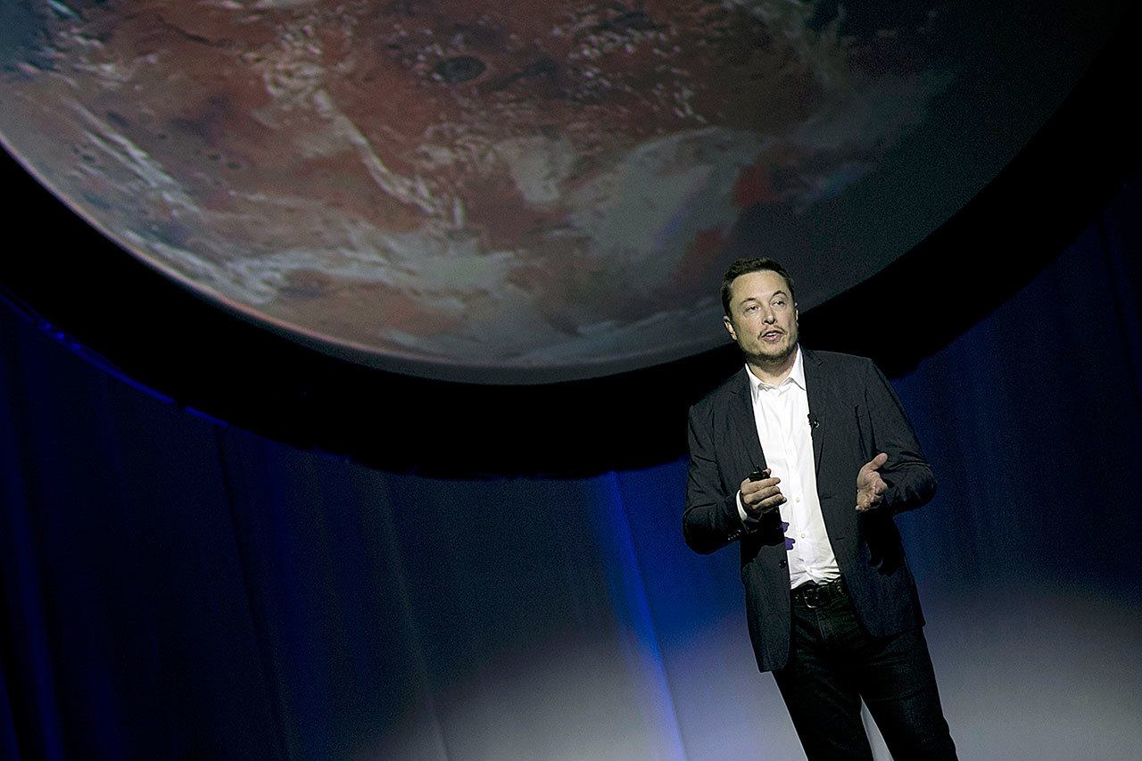 SpaceX founder Elon Musk speaks during the 67th International Astronautical Congress in Guadalajara, Mexico, on Sept. 27. (AP Photo/Refugio Ruiz)
