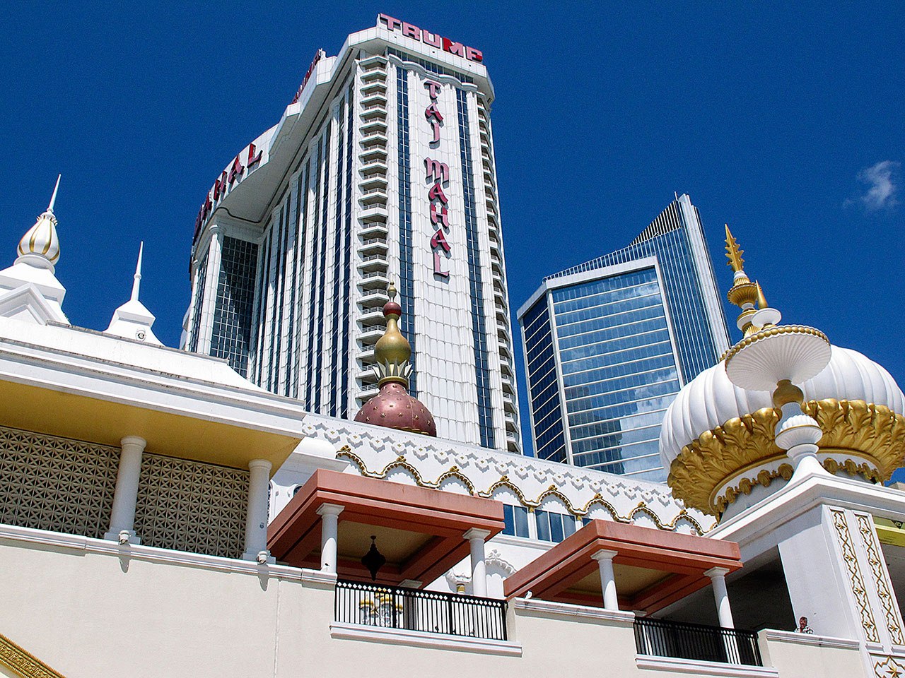 This 2015, photo shows the exterior of the Trump Taj Mahal casino in Atlantic City, New Jersey. (AP Photo/Wayne Parry, File)