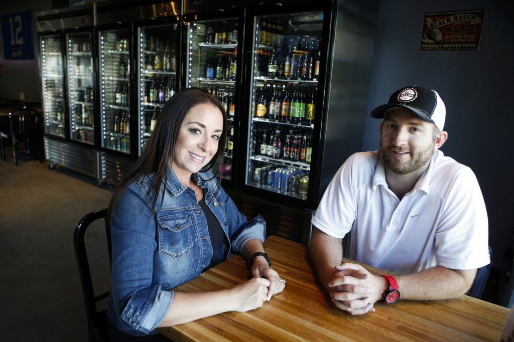 Mara and Josh Arnold’s recently opened Josh’s Taps and Caps bottleshop in Snohomish, offering 30 taps and a monthly brewer’s night. (Ian Terry / The Herald)
