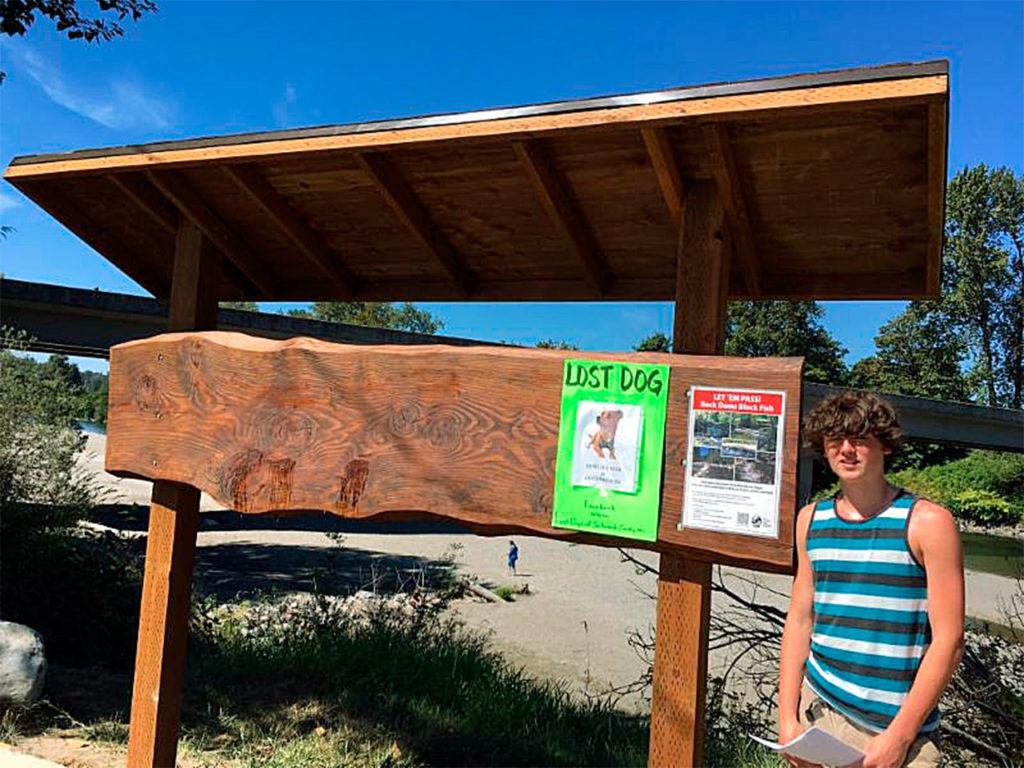 Boy Scout Elijah Vickers recently completed a sign frame for the boat launch at Haller Park in Arlington as an Eagle Scout Project. (Contributed photo)
