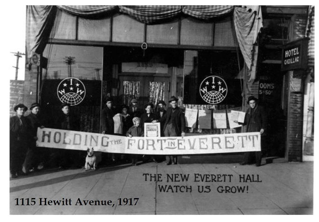 In 1916, without invitation, the Wobblies inserted themselves in the shingle weavers’ cause and opened an office of their own on Hewitt Avenue. The Wobblies wanted all workers, skilled and unskilled, under one union. (Photo courtesy the Everett Public Library)
