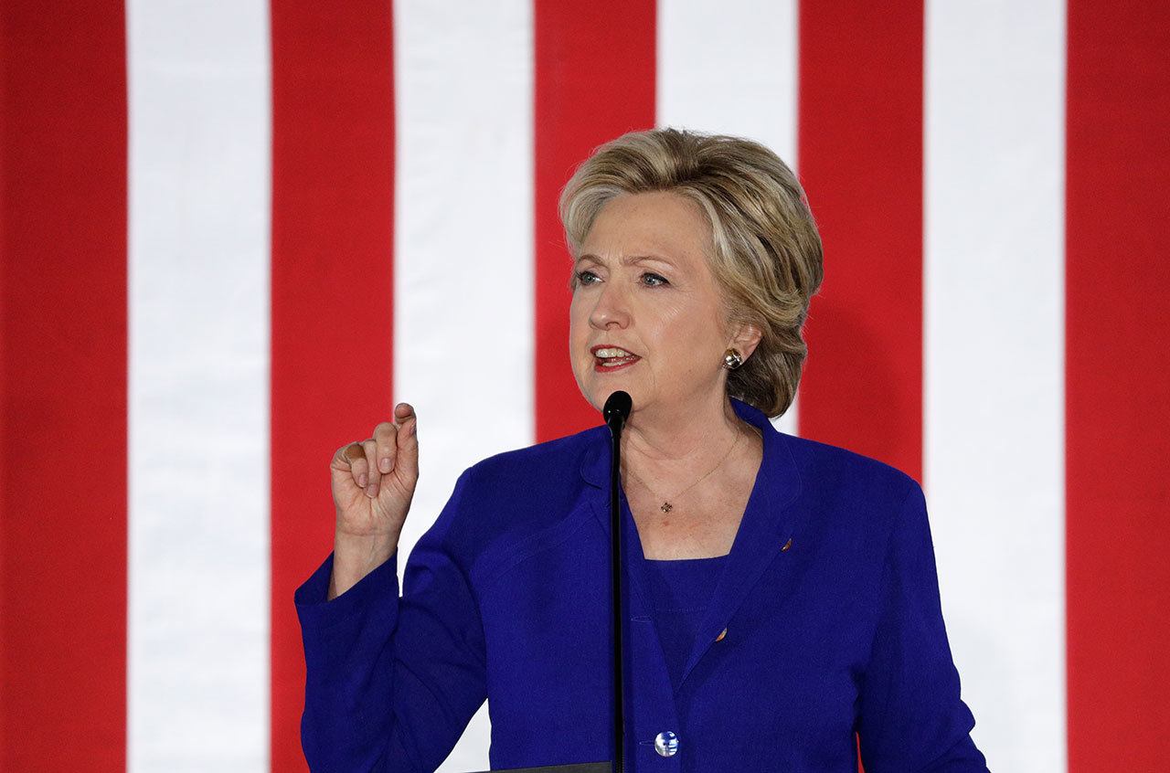 Democratic presidential candidate Hillary Clinton speaks at a rally Wednesday in Las Vegas. (John Locher/Associated Press)