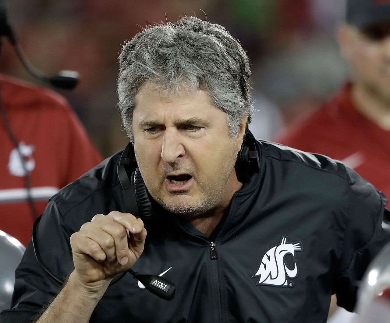 Washington State head coach Mike Leach instructs his team during the second half of a game against Stanford on Oct. 8 in Stanford, Calif. (AP Photo/Marcio Jose Sanchez)