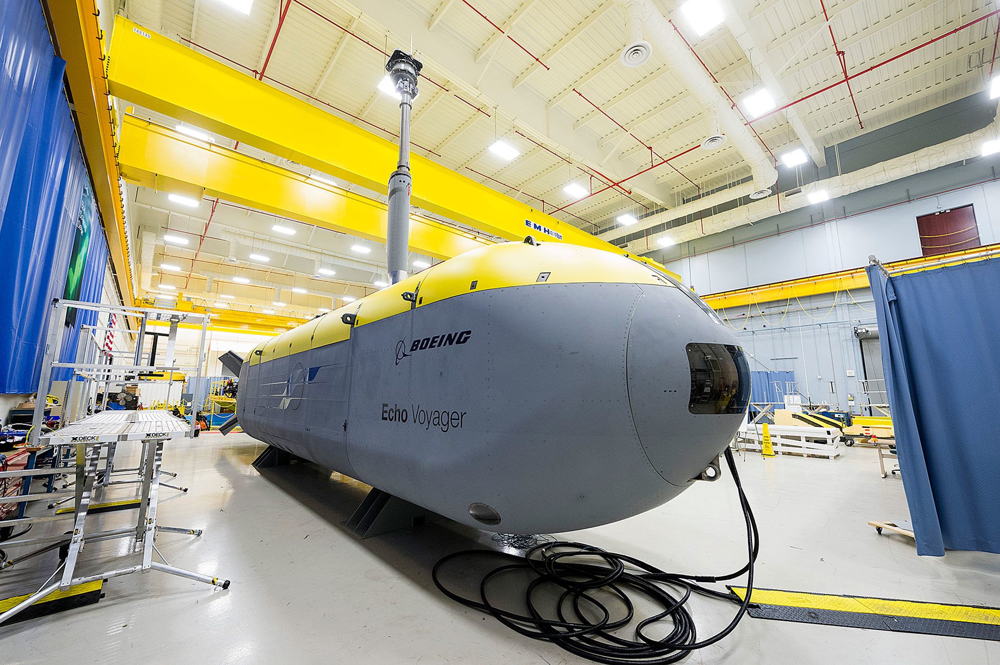 Boeing recently debuted the Echo Voyager, a 51-foot-long autonomous submarine that can roam the seas for months. (Boeing/Pinner Paul)