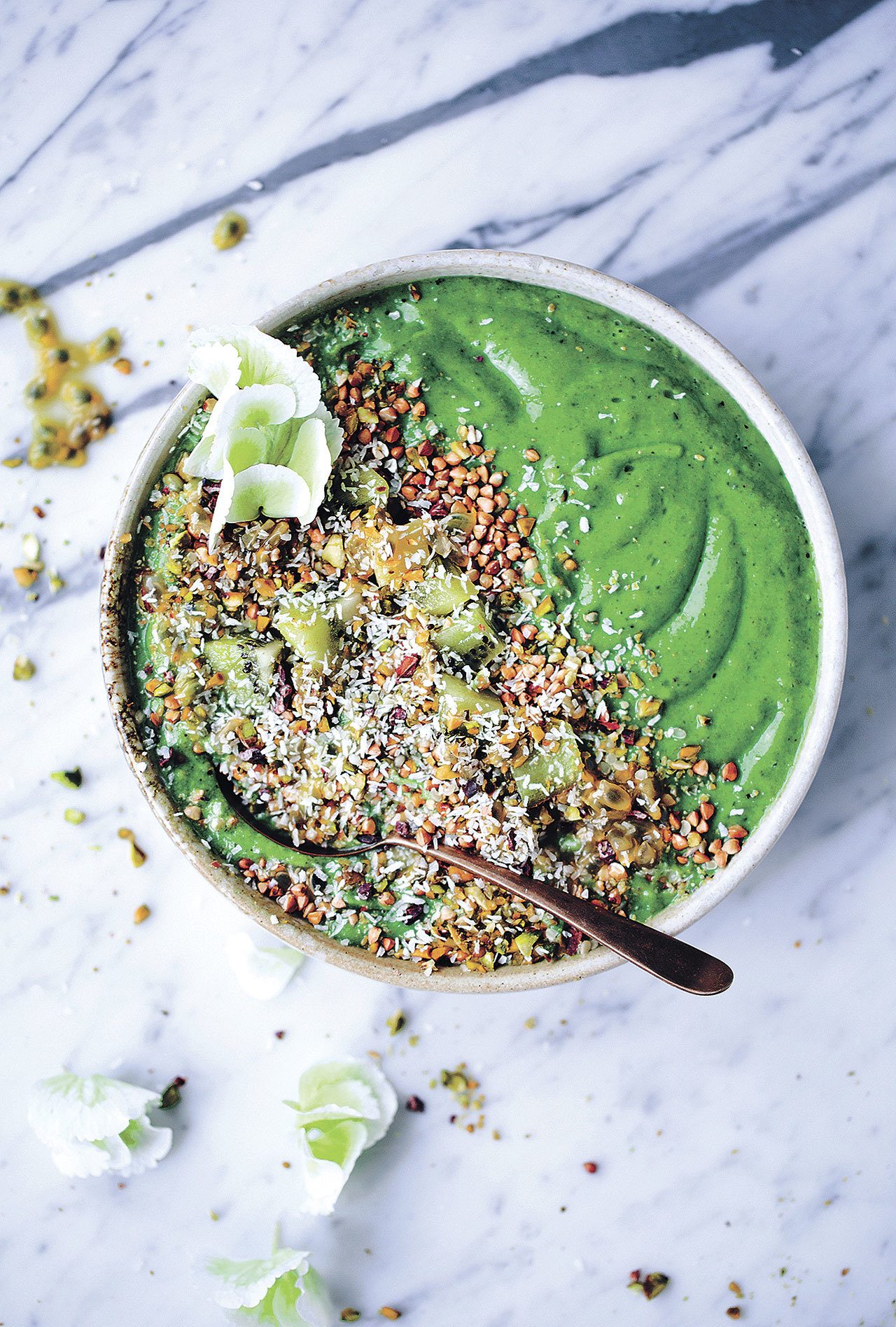 Green Goodness bowl is among the recipes in the book “Green Kitchen Smoothies.”