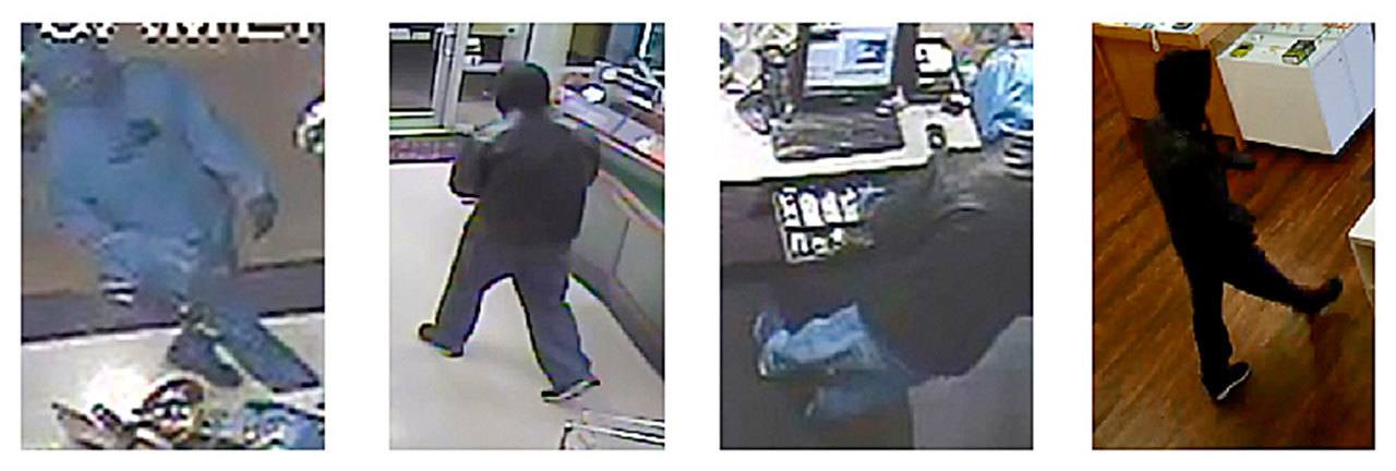 Detectives believe the same man has robbed businesses in Everett four times in recent weeks. (Photos courtesy of Everett police)