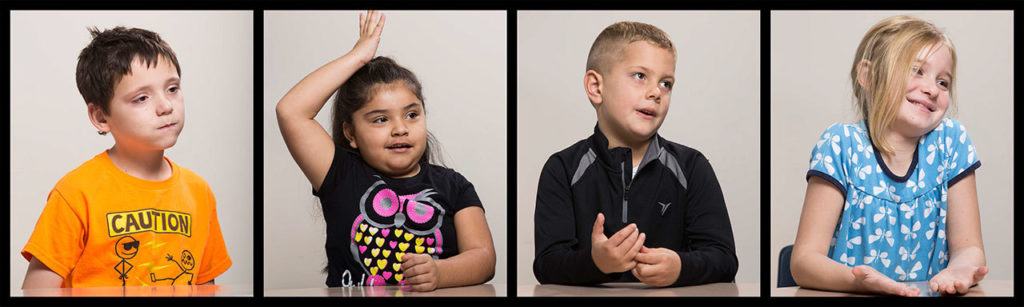 Students from Everett’s Jackson Elementary School, from left: Camden Byrd, Serena Garcia, Brayden Van Hook and Sylvia Anton-Erik. (Andy Bronson / The Herald) 
