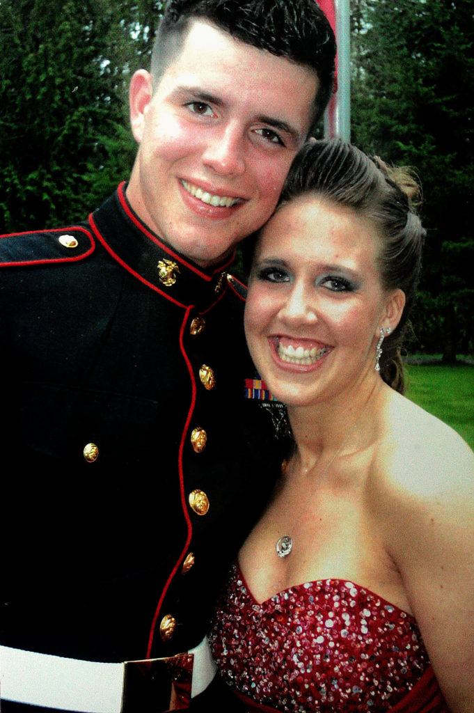 Jordan Finley and his girlfriend, Whitney Pahls, during Jordan’s post-deployment leave in April 2011. Finley now lives in Louisville, Kentucky, where he and now-wife Whitney are expecting their first child in January.
