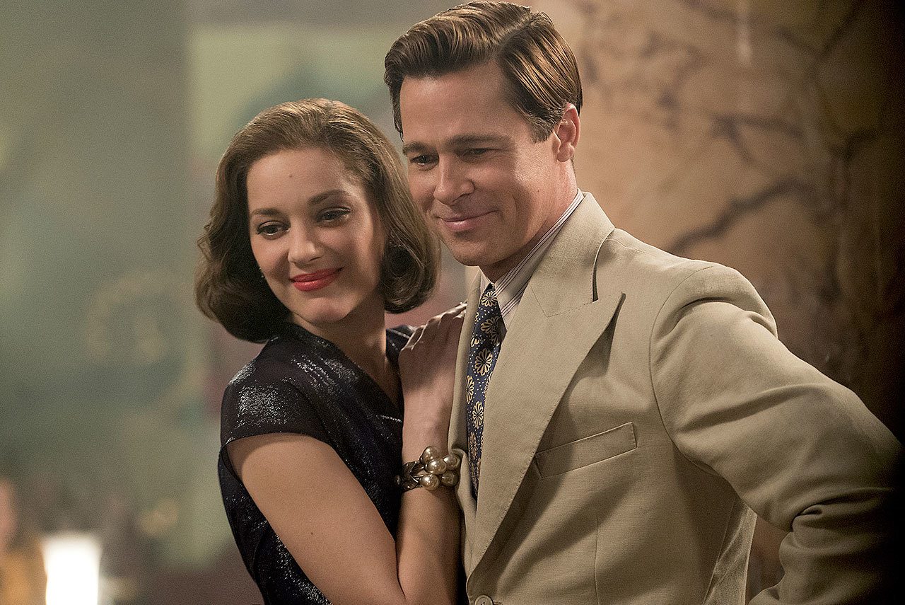 Marion Cotillard and Brad Pitt appear in a scene from “Allied.” (Daniel Smith / Paramount Pictures)