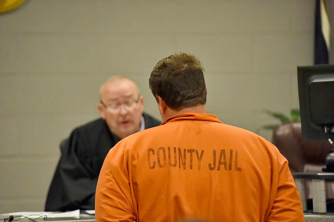 Todd Kohlhepp is addressed by Judge Jimmy Henson during a bond hearing at the Spartanburg Detention Facility, in Spartanburg, South Carolina, on Sunday. (AP Photo / Richard Shiro)
