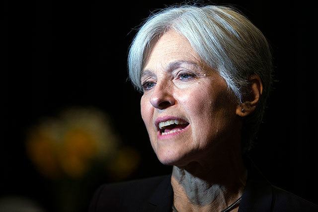 In this Oct. 6 photo, Green party presidential candidate Jill Stein meets her supporters during a campaign stop at Humanist Hall in Oakland, California. Stein is on track to raise twice as much for an election recount effort than she did for her own failed Green Party presidential bid. (AP Photo/D. Ross Cameron)
