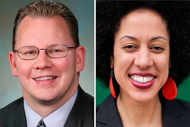 Chris Reykdal (left) and Erin Jones
