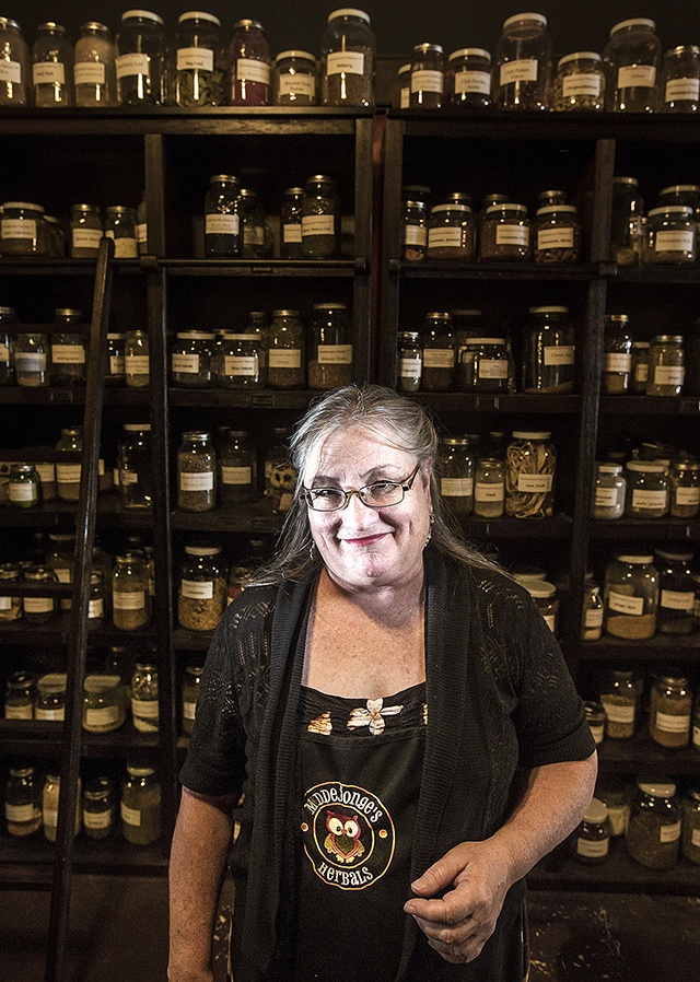 Lynn Moddejonge’s herbal shop on Hewitt Avenue in Everett offers up a massive selection of tea as well as hard to find remedies, spices and ointments. (Ian Terry / The Herald)