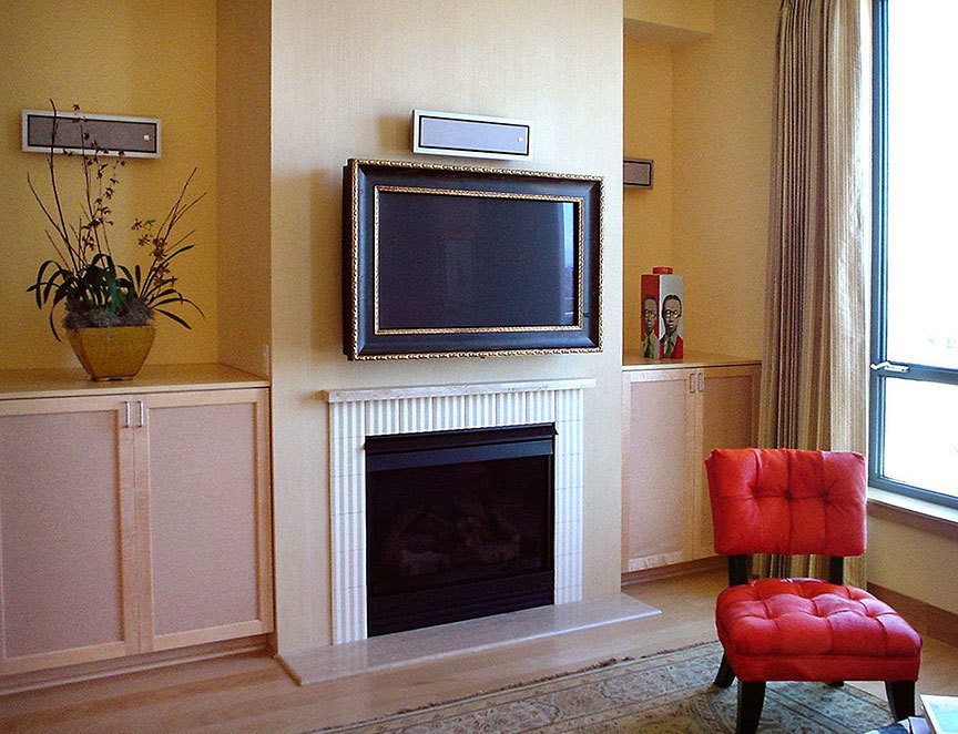 San Francisco designer Claudia Juestel framed a TV so it would look less “naked” on its wall. (Adeeni Design Group/Los Angeles Times)