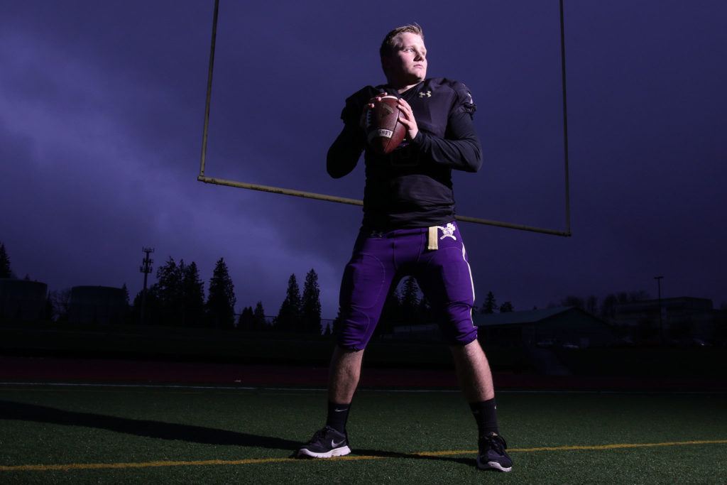Lake Stevens quarterback Conor Bardue is The Herald’s 2016 All-Area Offensive Player of the Year. (Andy Bronson / The Herald)
