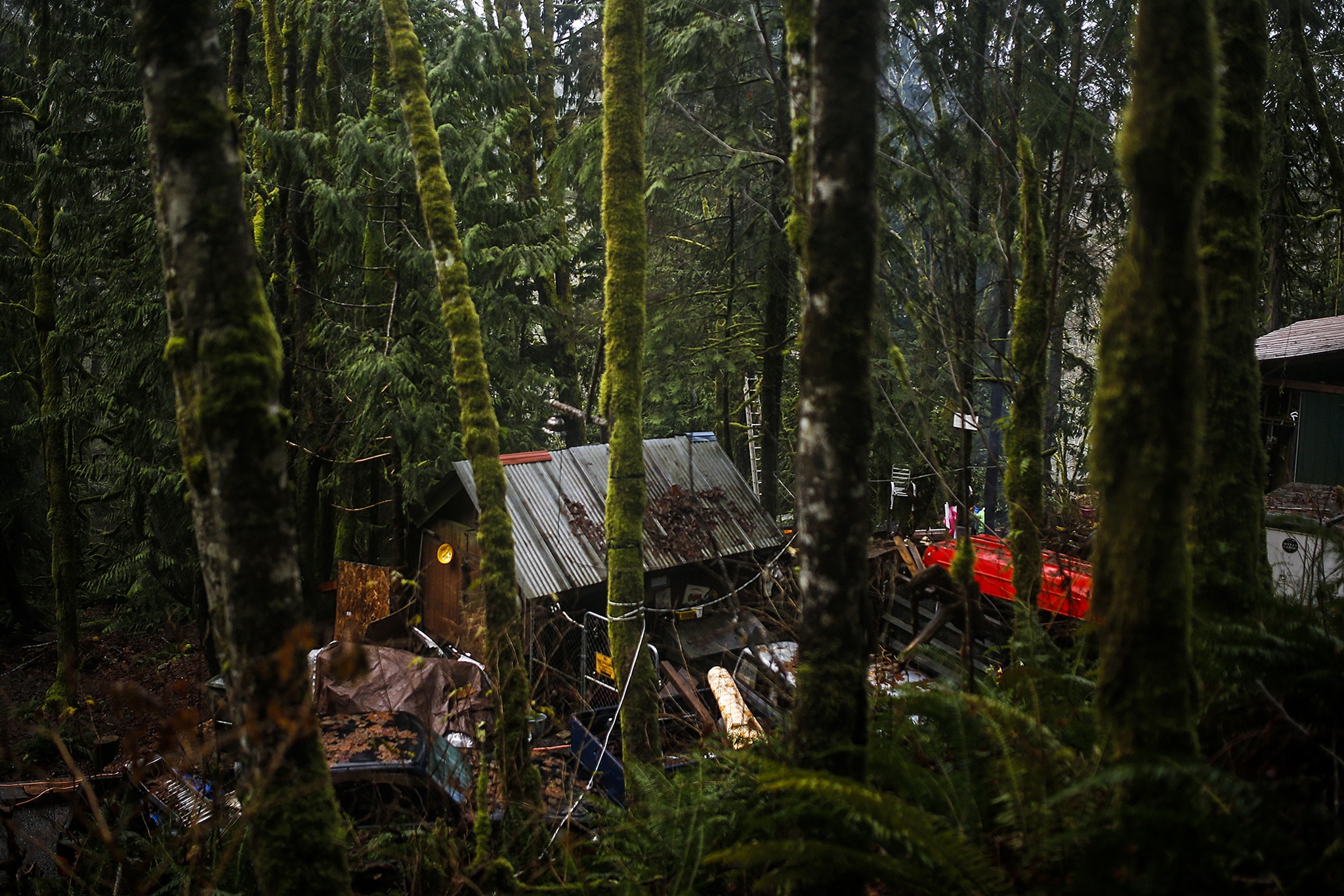A property is seen in the Mount Index Riversites community Dec. 1. Electricity no longer runs to some properties in the private neighborhood, but squatters have brought in generators to power appliances and lights. (Ian Terry / The Herald)