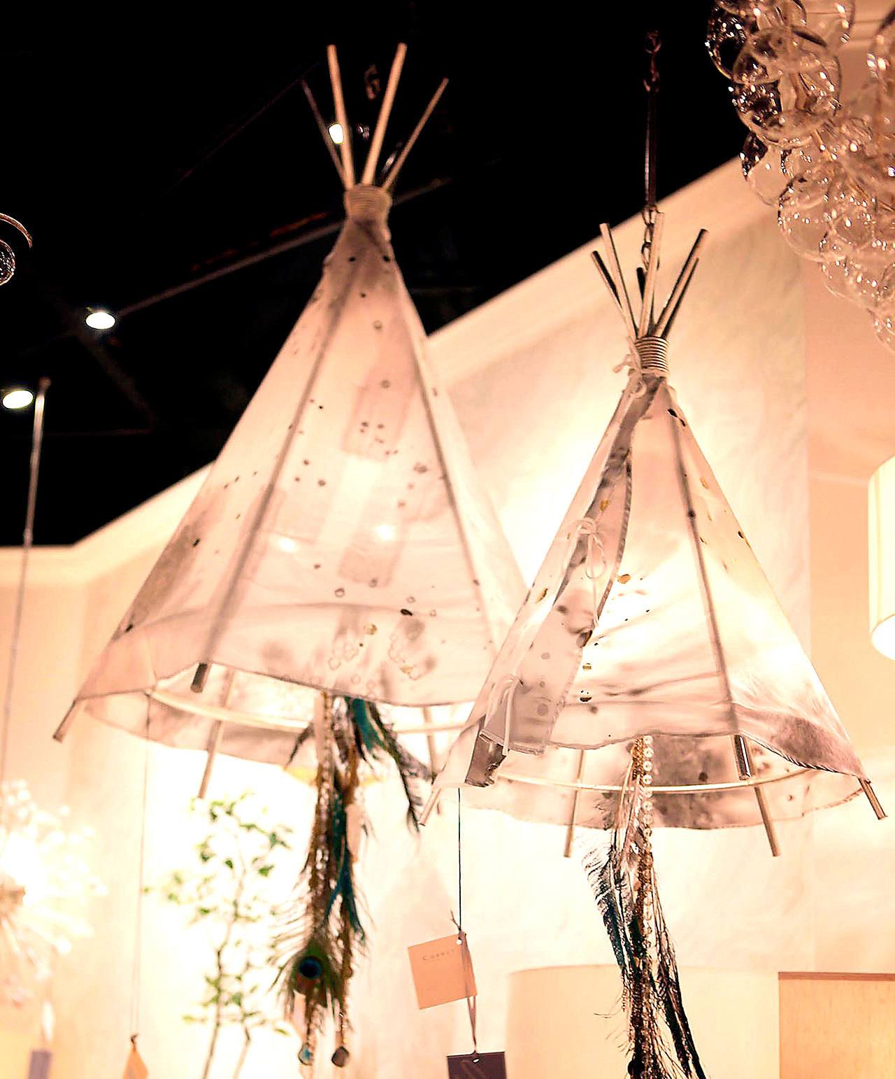 Currey & Company’s Teepee chandeliers by fabric designer Aviva Stanoff. (Patricia Sheridan/Pittsburgh Post-Gazette/TNS)