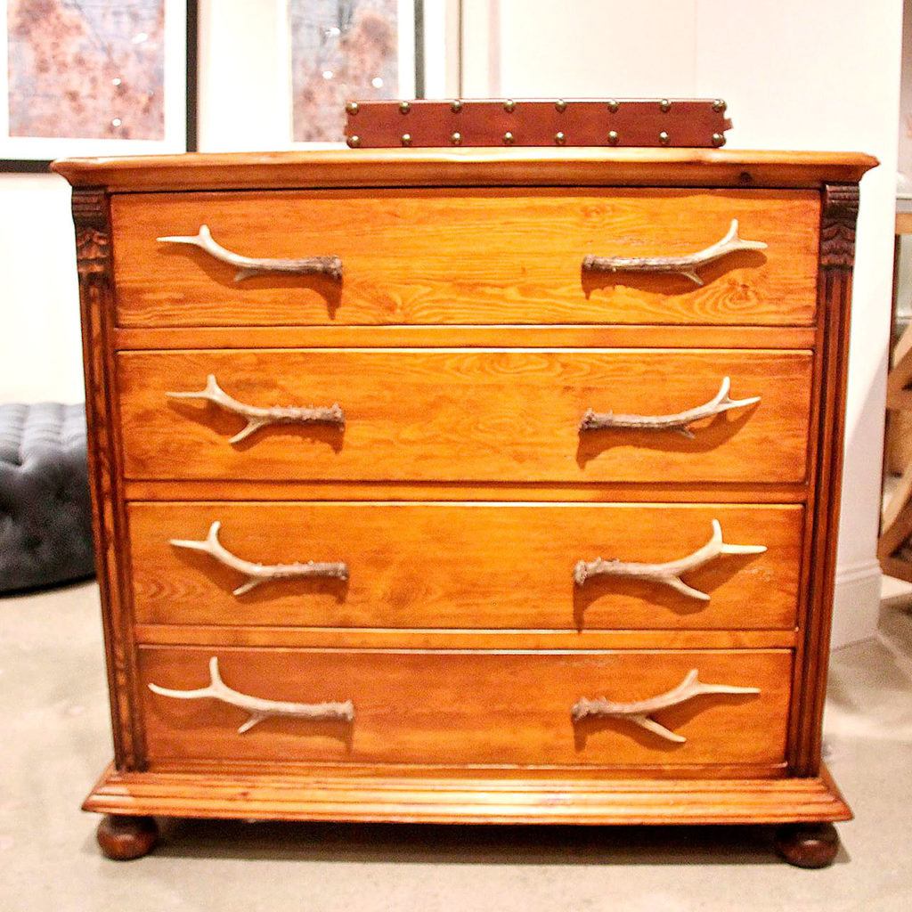 The Buc’s chest by Sarreid Ltd. in recylced pine with natural antler drawer pulls. (Patricia Sheridan/Pittsburgh Post-Gazette/TNS)
