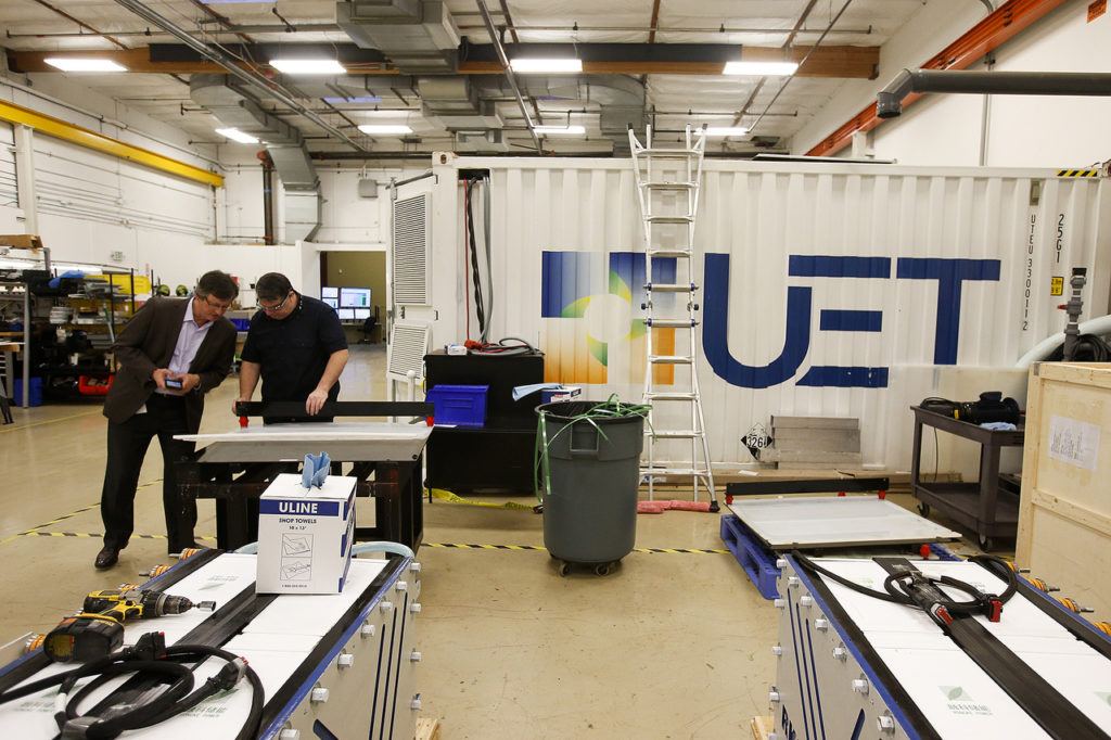 UniEnergy Technologies operates out of a 60,000 square-foot-building in Mukilteo. (Ian Terry / The Herald)
