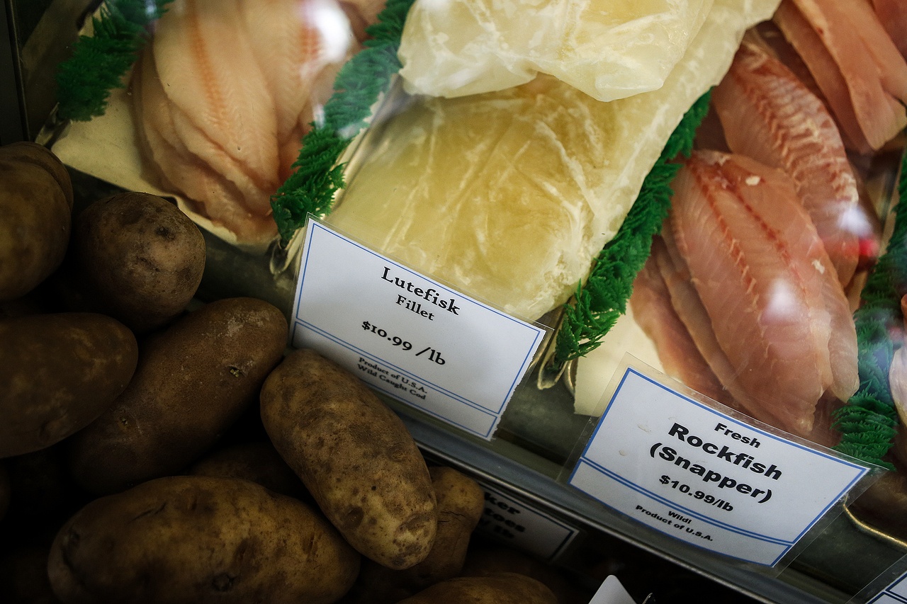 Stop by Ballard’s Fresh Fish Company for an array of fresh seafood, as well as a selection of vegetables and wine that make for a complete dinner. (Ian Terry / The Herald)
