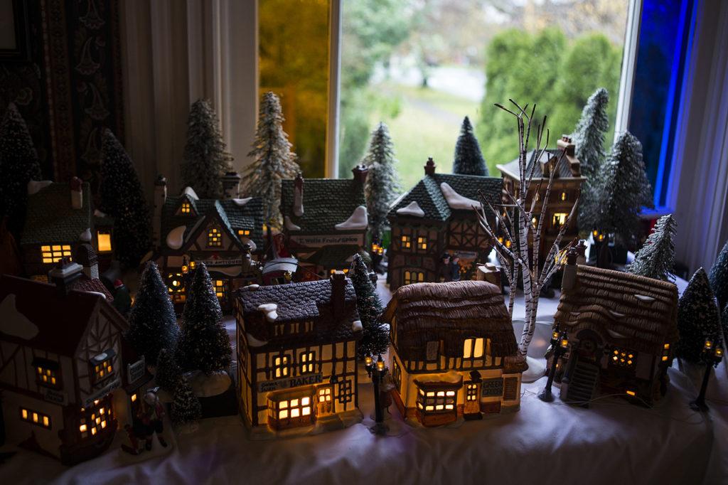 Lisa Pickford’s collection of Dickens’ Village Series homes is seen at her home in Snohomish. (Ian Terry / The Herald)
