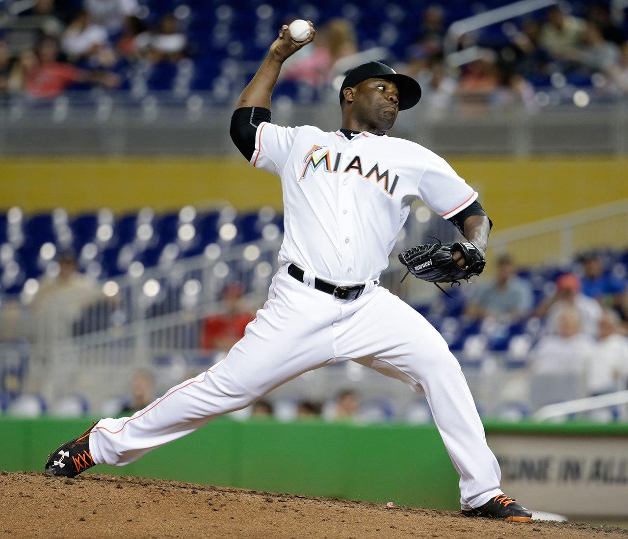Former Seattle Mariners closer Fernando Rodney split last season between San Diego and Miami. According to reports, he has reached an agreement on a one-year deal with the Arizona Diamondbacks. (AP Photo/Lynne Sladky, File)