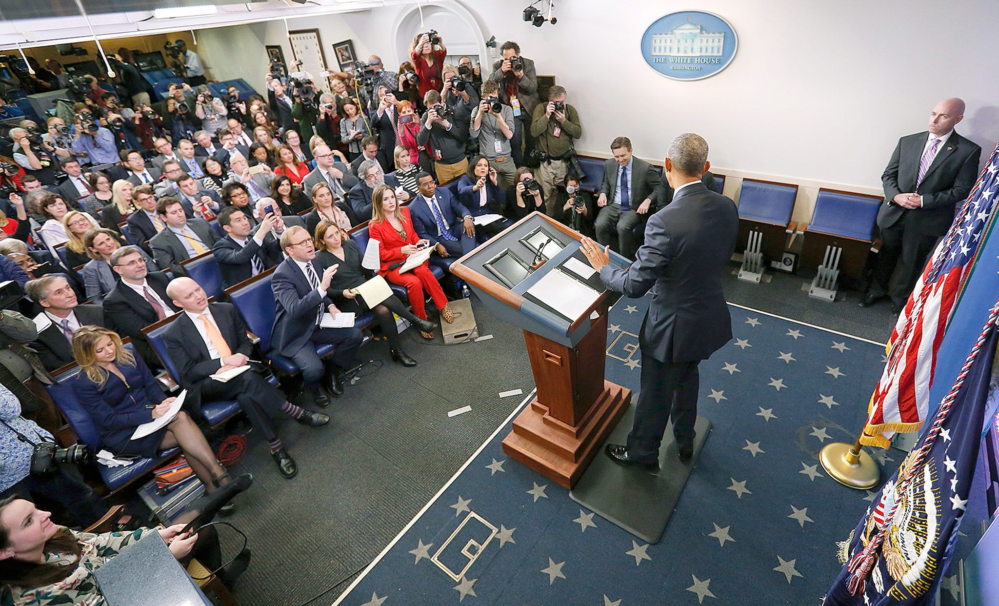 President Barack Obama at his final presidential news conference at the White House in Washington on Wednesday. (AP Photo/Pablo Martinez Monsivais)