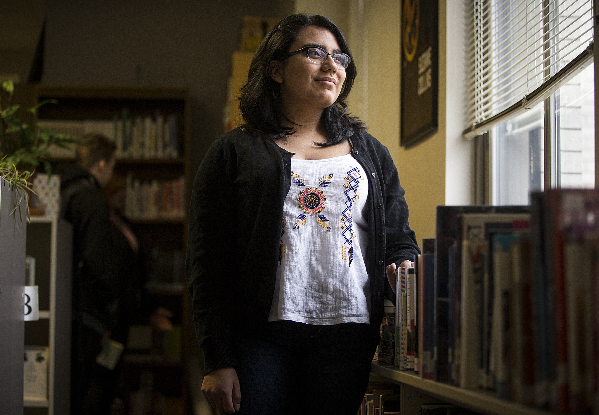 Aymee Carrillo, a senior at Everett High School, is a first-generation Mexican-American, long-time Hawthorne Elementary School volunteer and is interested in pursuing the sciences (either social or biological) at a university. (Ian Terry / The Herald)