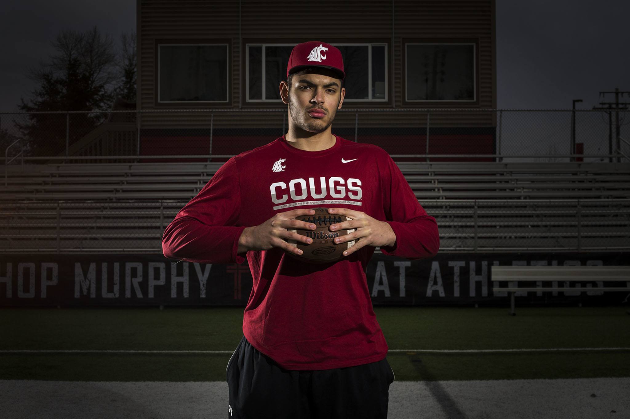 Archbishop Murphy offensive lineman Abraham Lucas will be joining Washington State University’s football team this fall. (Daniella Beccaria / The Herald)