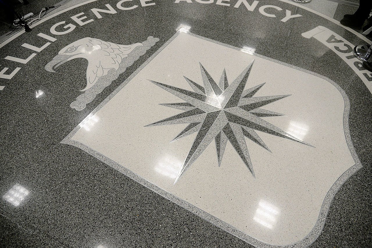 The CIA seal on the floor of CIA headquarters in Langley, Virginia. (Olivier Douliery/Pool/Sipa USA/TNS)