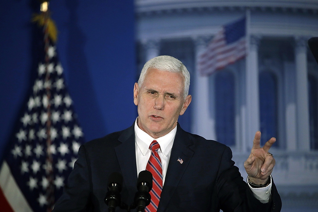 Vice President Mike Pence speaks at the Republican congressional retreat in Philadelphia on Thursday, Jan. 26. (AP Photo/Matt Rourke)