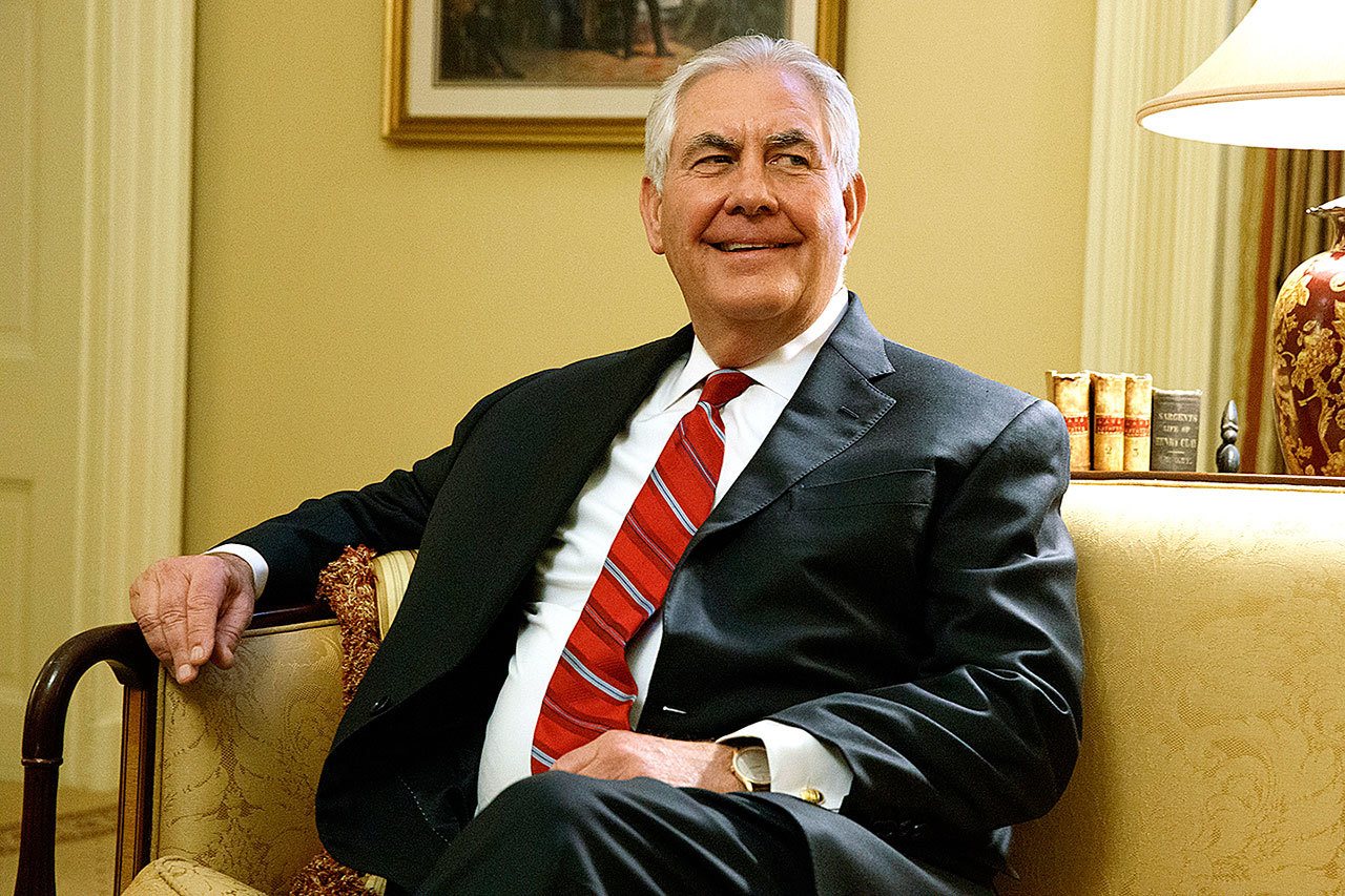 Secretary of State-designate Rex Tillerson pauses during a meeting with Senate Majority Leader Mitch McConnell on Capitol Hill in Washington on Wednesday, Jan. 4. (AP Photo/Evan Vucci)