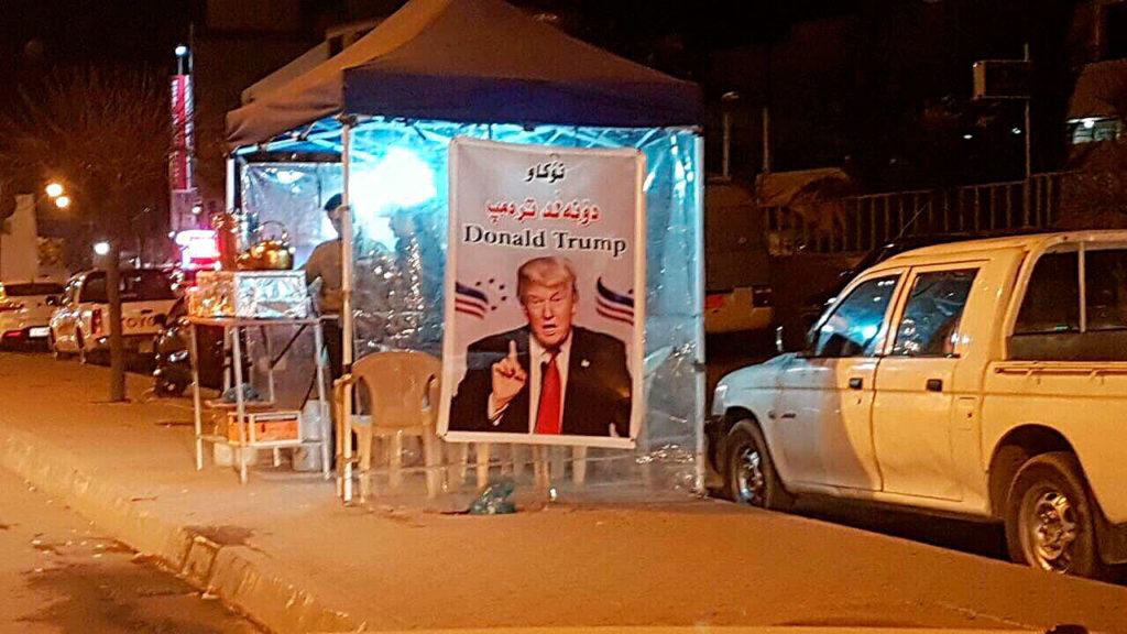 This Trump poster is on display in Sulaymaniyah, Iraq. (Washington Post/Peter Holley)
