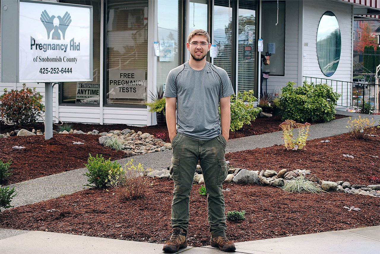 Logan Eugenio, of Everett, achieved the rank of Eagle Scout after designing and installing landscaping for Pregnancy Aid of Everett. (Contributed photo)