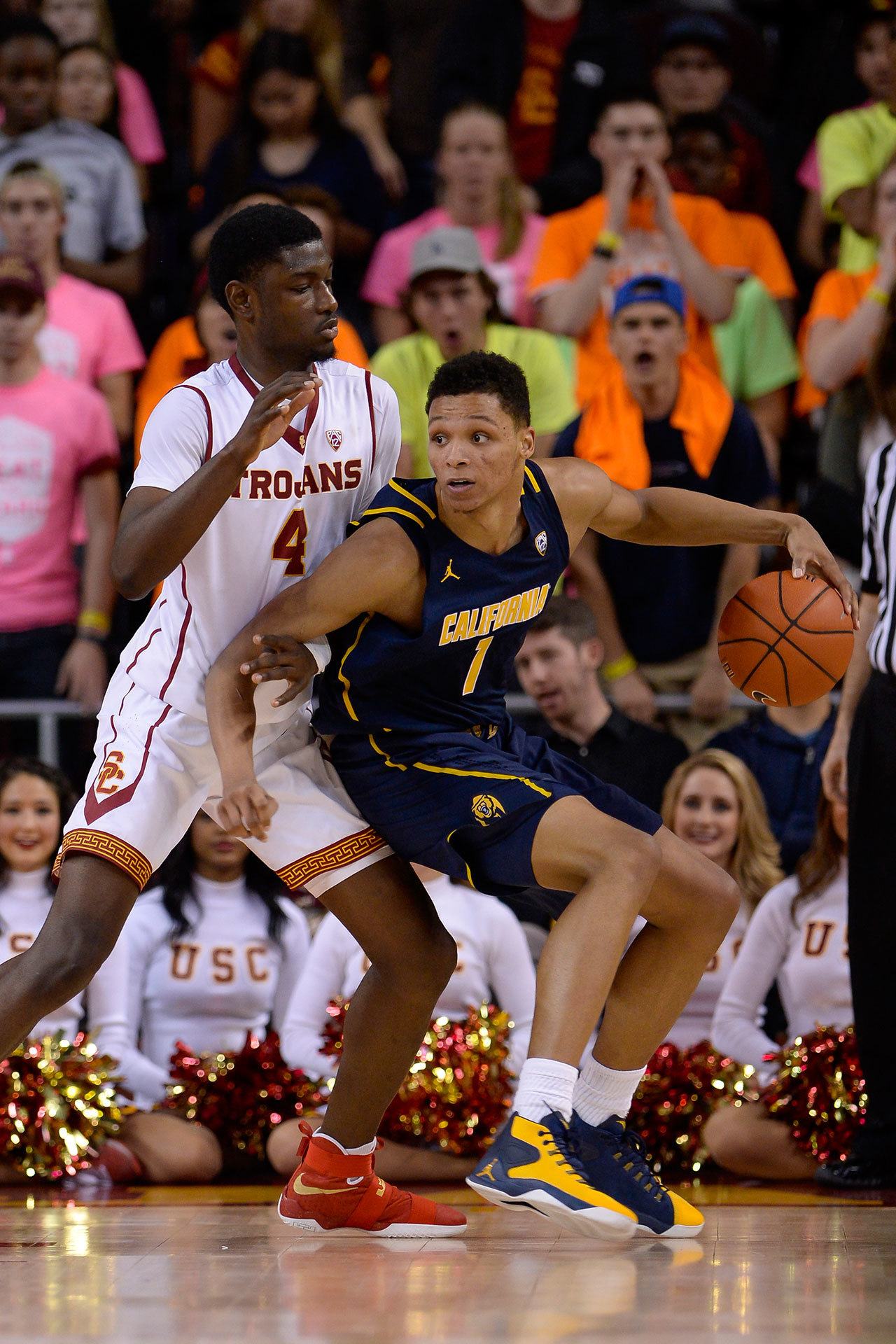 California forward Ivan Rabb (1) battles Southern California forward Chimezie Metu (4) during the second half of Sunday’s basketball game on Jan. 8, 2017, in Los Angeles. (AP Photo/Gus Ruelas)
