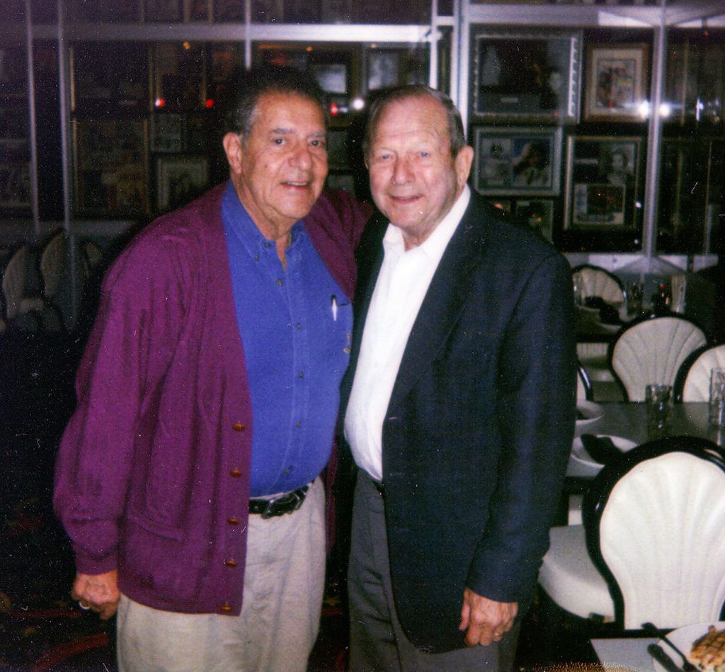 Divided for years by two clicks on the TV dial, Chris Weddes, also known as JP Patches, and Stan Boreson (from left) get together for a photo at Club Hollywood Casino in Shoreline in 2004. Weddes for years hosted a children’s show as the clown JP Patches on KIRO-TV Channel 7 while Boreson hosted another children’s show on KING-TV Channel 5.
