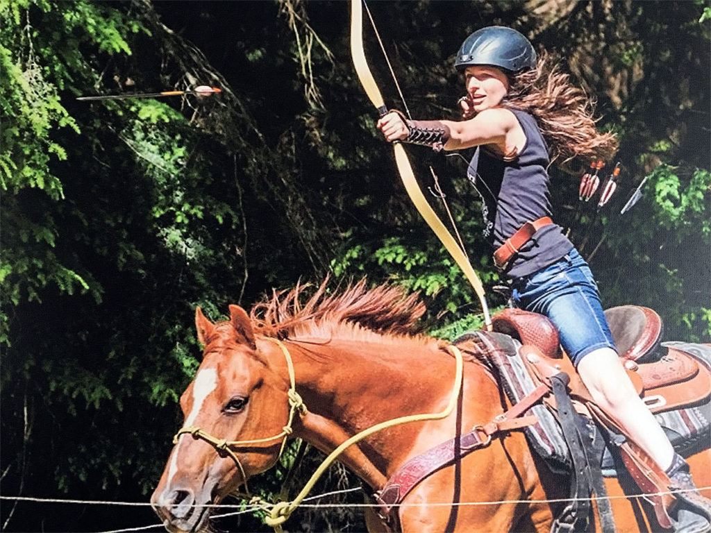 Samantha Edgar runs down a practice course on Woodrow. She was a 2014 Junior Champion in mounted archery, and says the sport lets her feel like she has no limitations. (Contributed photo)
