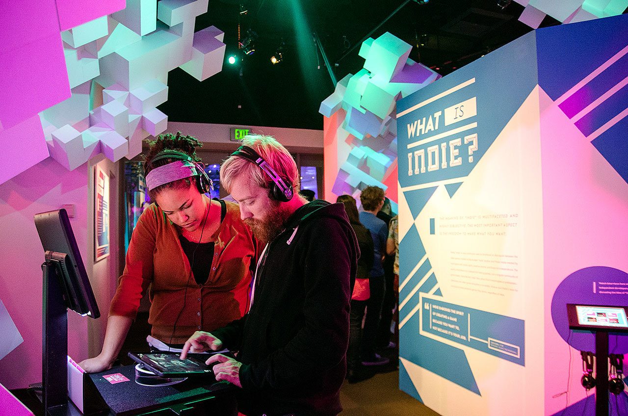 Visitors to the Museum of Pop Culture learn about the most groundbreaking and creative work in contemporary video game culture at the “Indie Game Revolution” exhibition. (Brady Harvey / Museum of Pop Culture)

