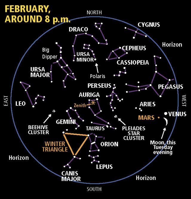 Venus, Mars and the crescent moon share a group hug