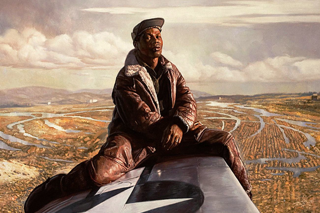 “Red Tail Wing Rider,” from Tuskegee Airmen by artist Chris Hopkins.