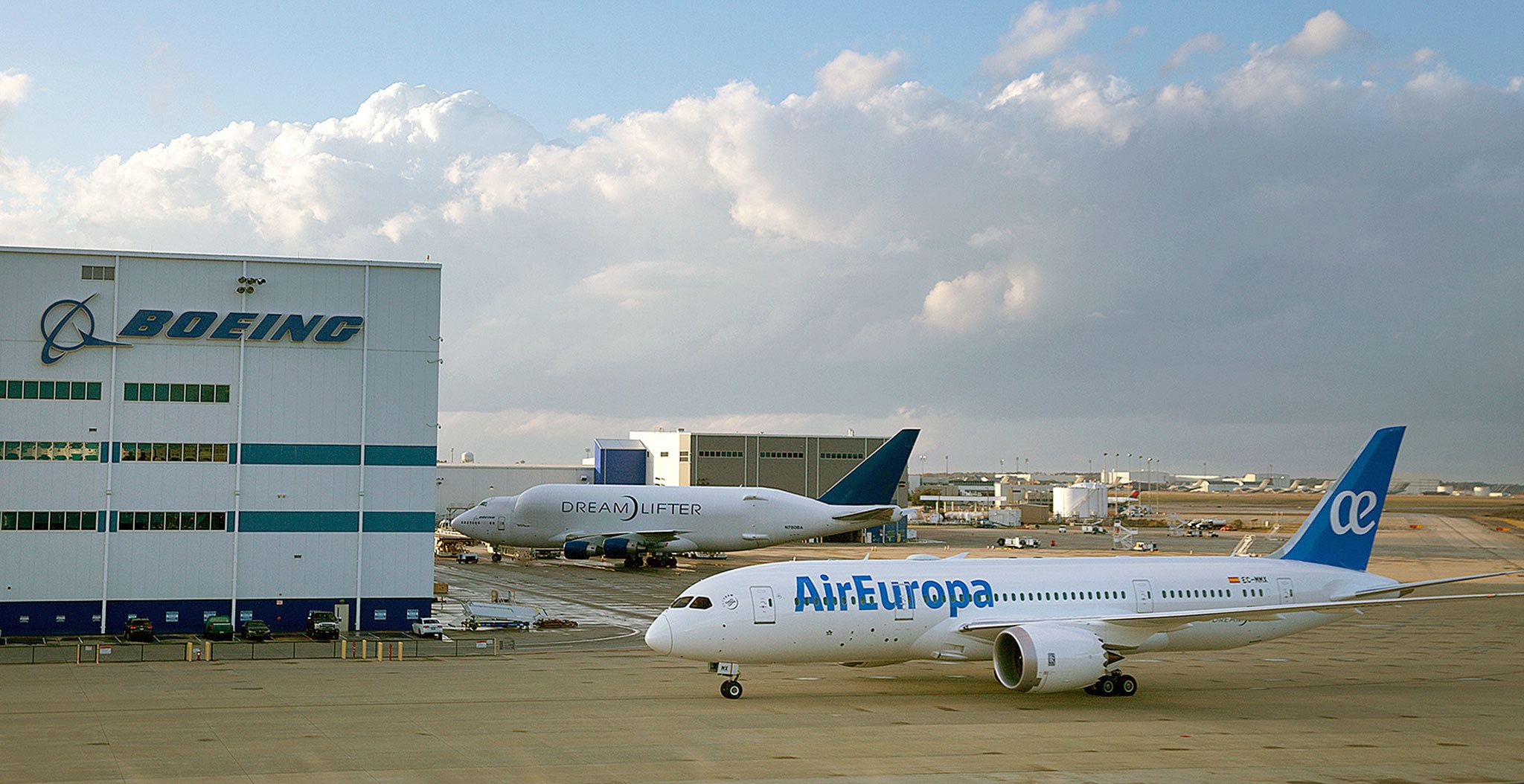 A Boeing Dreamliner 787 for AirEuropa moves past Boeing’s final assembly facility in North Charleston, South Carolina. (Travis Dove / Bloomberg)