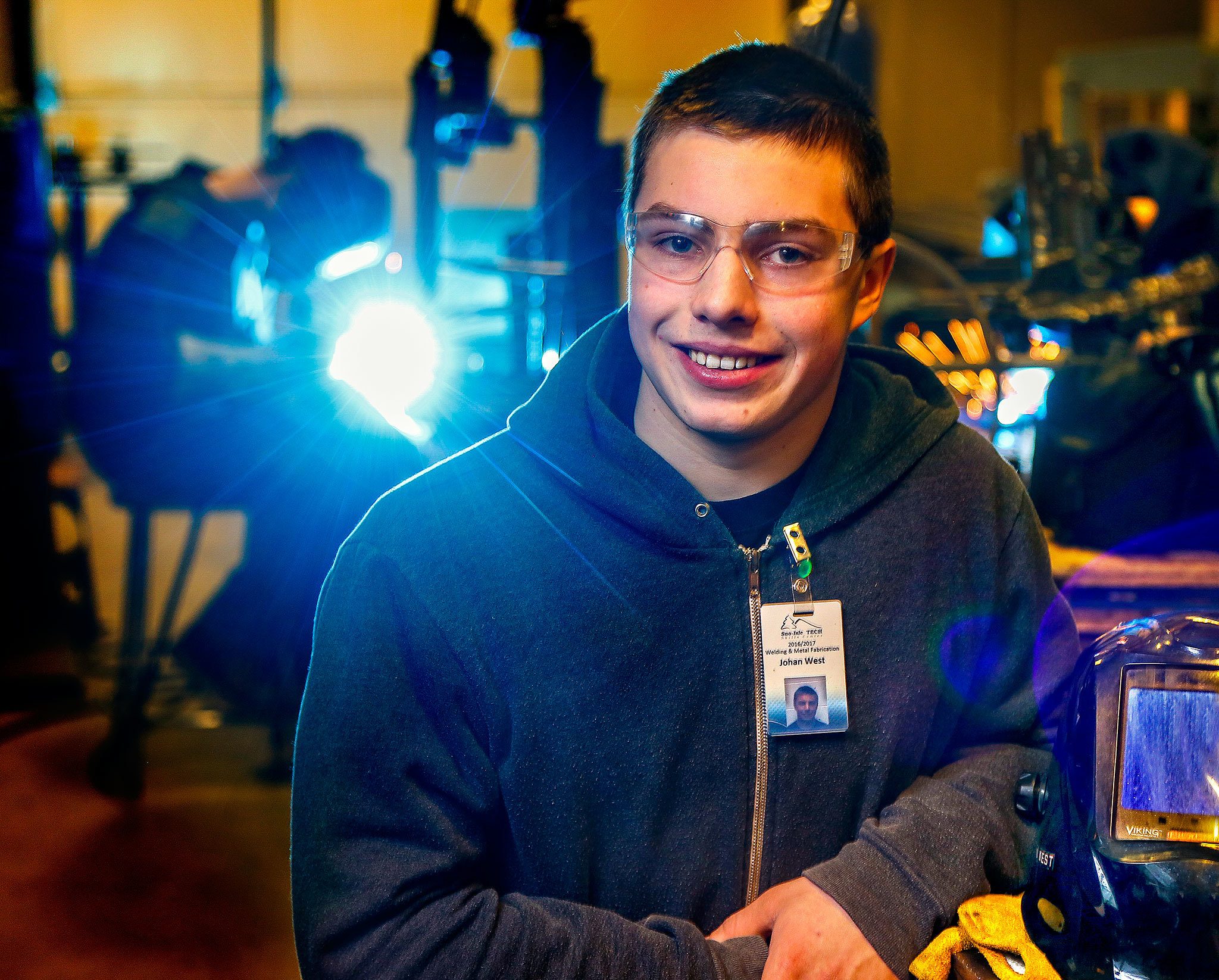 Johan West, a home school student attending Sno-Isle Skills Center, is a standout in welding. He is also this week’s Herald Super Kid. (Dan Bates / The Herald)