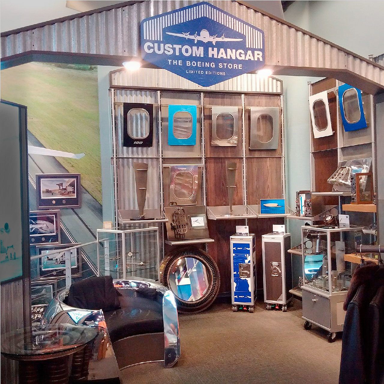 Boeing Store employees put polished windows from a decommissioned Boeing 747 for sale as a home decor just more than three years ago. The store sold out in a day. (Photo courtesy The Boeing Store)
