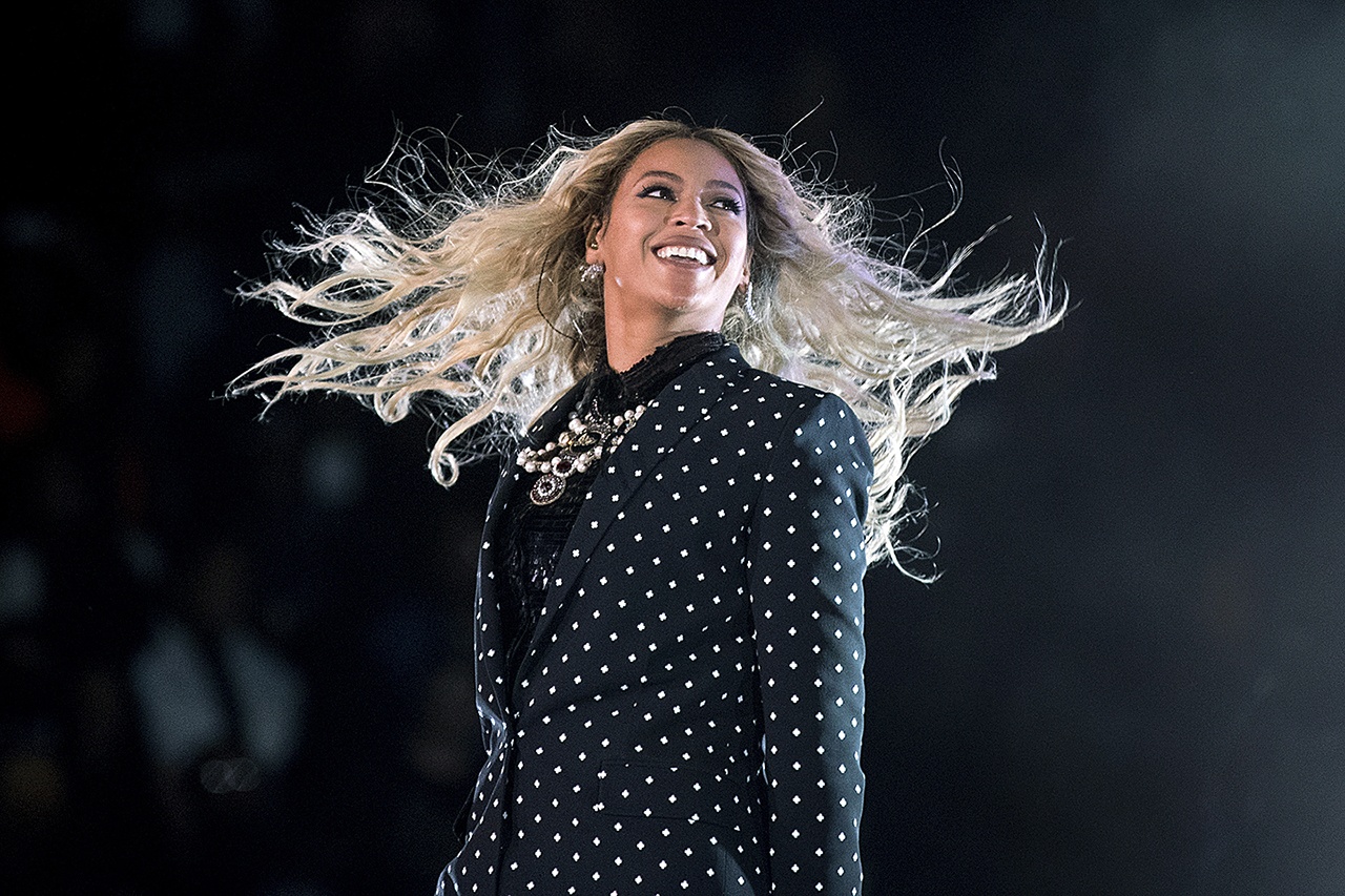 This Nov. 4, 2016 photo shows Beyonce performing at a Get Out the Vote concert for Democratic presidential candidate Hillary Clinton in Cleveland. (AP Photo/Andrew Harnik, File)