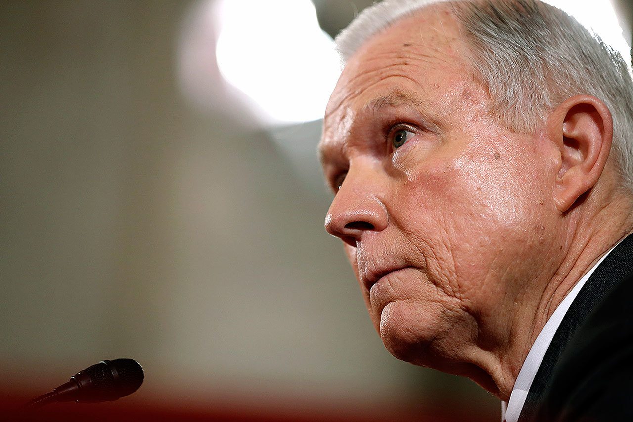 In this Jan. 10 photo, Attorney General-designate, Sen. Jeff Sessions, R-Ala. testifies on Capitol Hill in Washington at his confirmation hearing before the Senate Judiciary Committee. On Wednesday, Feb. 1, the committee approved Sessions’ nomination. (AP Photo/Alex Brandon, File)