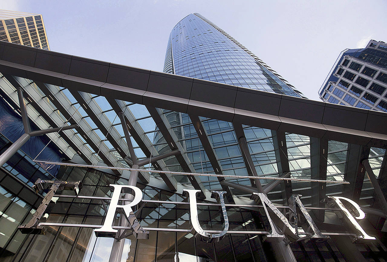 This Jan. 20 photo shows the still-under-construction Trump International Hotel and Tower in Vancouver, British Columbia, Canada. (Darryl Dyck/The Canadian Press via AP)